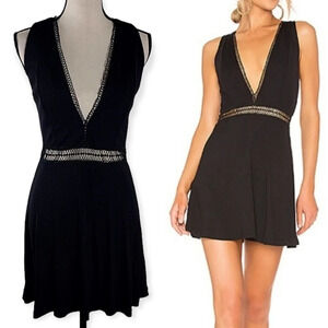 NBD Black Plunge Dress Cutout Waist